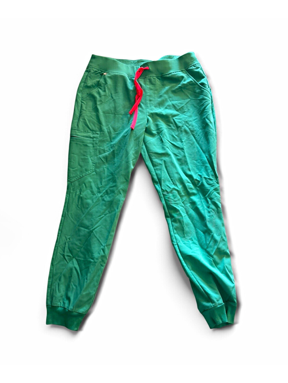 FIGS Women’s Green Knit Polyester Scrub Pants Size L Solid Medical